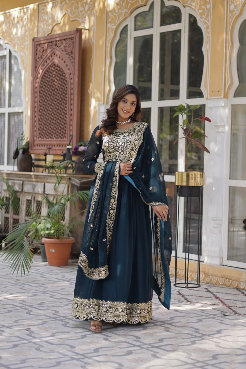 Women's Luxurious Plum Velvet Anarkali Gown with Heavy Gold Zari & Sequin Embroidery β Perfect for Weddings & Grand Festivities - Image 11